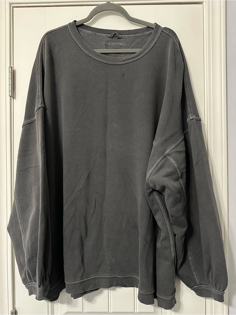 aerie Washed Charcoal Oversized Crew Sweatshirt